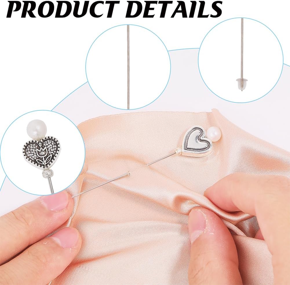 CHGCRAFT 30Pcs Love Heart Pearlized Head Straight Pins 10 Styles Sewing Pins Dressmaker Pins Decorative Flat Head Pins for Crafts, Handmade Sewing Projects, and Clothing Design with a Plug image 4