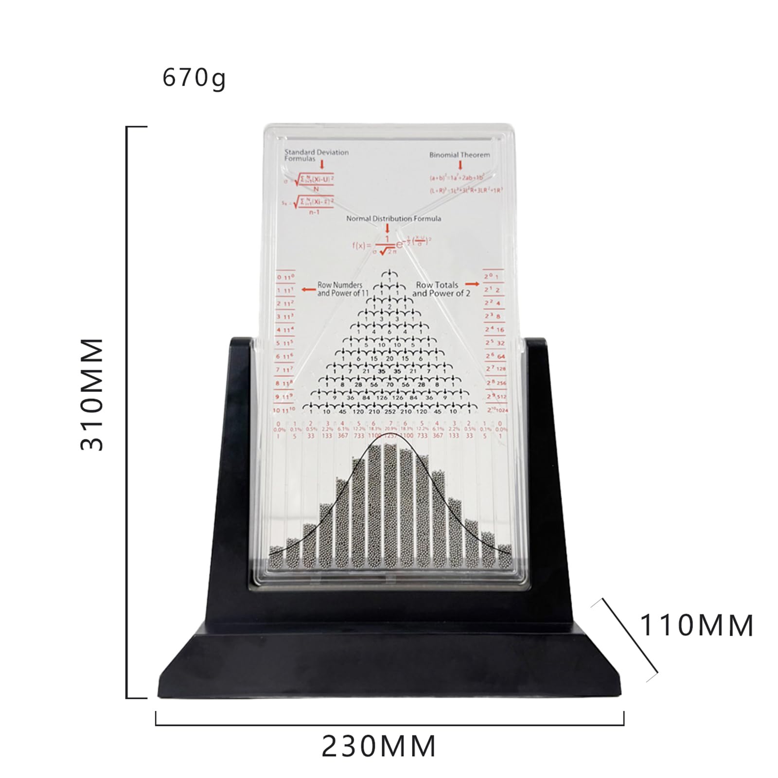 Tablero De Galton Para Demostración De Probabilidad – Modelo De Escritorio En Acrílico Y Acero, Curvas De Campana, Ideal Para Clases STEM