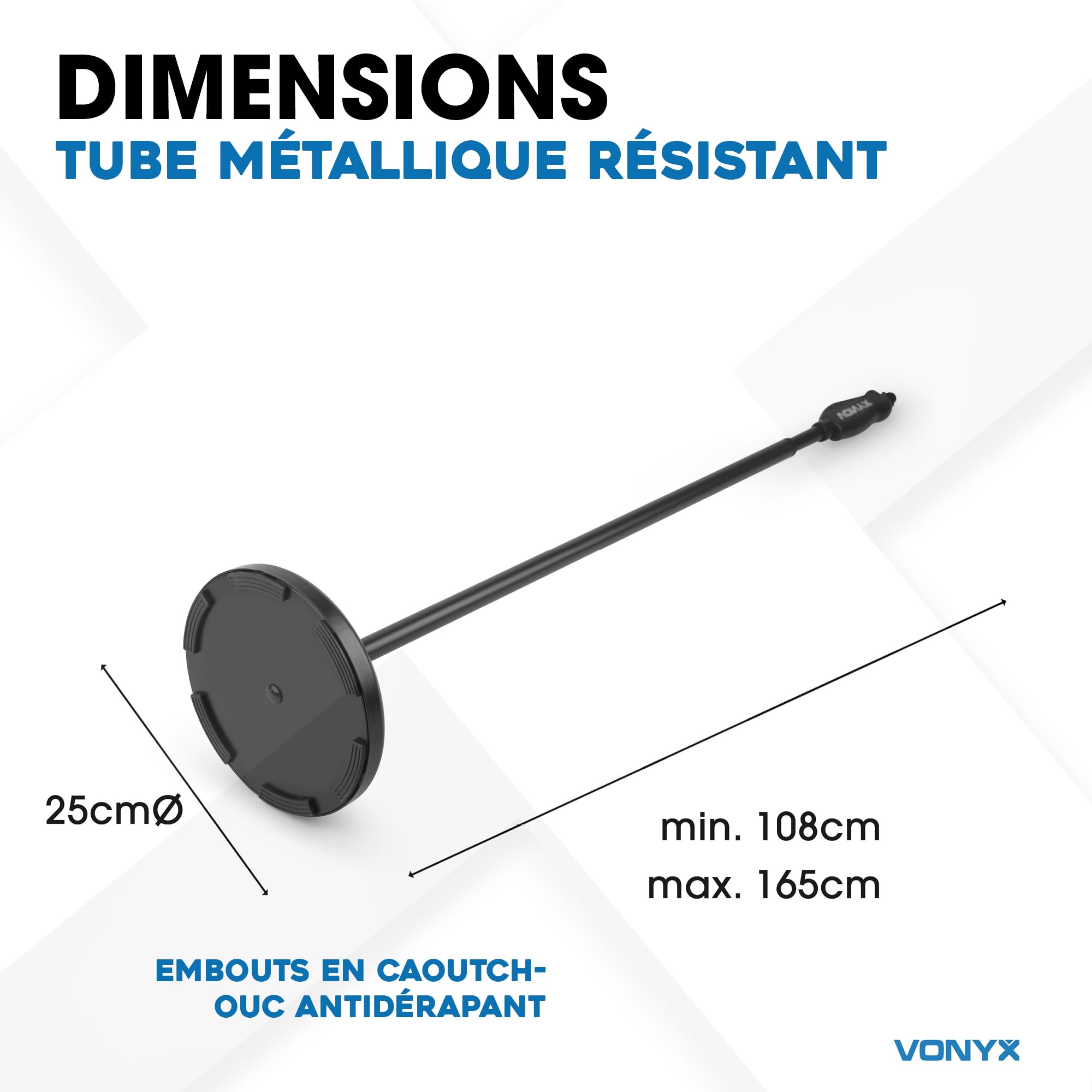 Vonyx MS110 Pied de Micro Réglable Hauteur 108-174cm Base Fonte