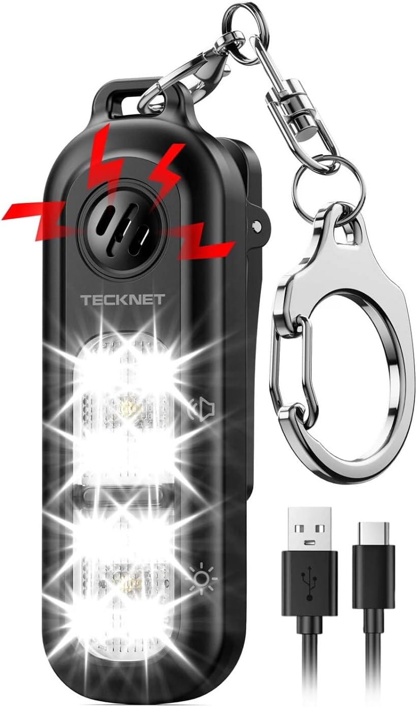 TECKNET Personal Safety Alarm 135dB with SOS Strobe Light for Women – Rechargeable& IPX4 Waterproof Running Lights with Clip On Torch & Low Battery Notice, Safety Siren for Running, Travel Kids TECKNET Personal Safety Alarm 135dB with SOS Strobe Light for Women – Rechargeable& IPX4 Waterproof Running Lights with Clip On Torch & Low Battery Notice, Safety Siren for Running, Travel Kids