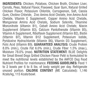 Blue buffalo delights natural adult small breed wet dog food cups pate style grilled chicken flavor in savory juice 3 5 oz pack of 12   cucciolini doodles