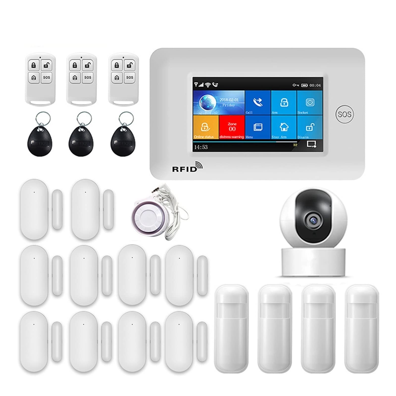 Vida elegante del de alarma la seguridad en el hogar ladrón inalámbrico TUYA con IP Carema compatible Para casa y garaje(D)