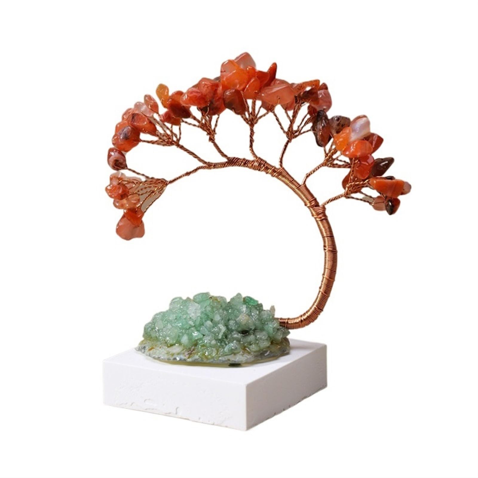 Gemstone Tree Crystal Tree Natural Reiki Crystals and Healing Stones, Gem Beads Chakra,Office Desk Decor Spiritual Ornament Crystal Decor(Red)