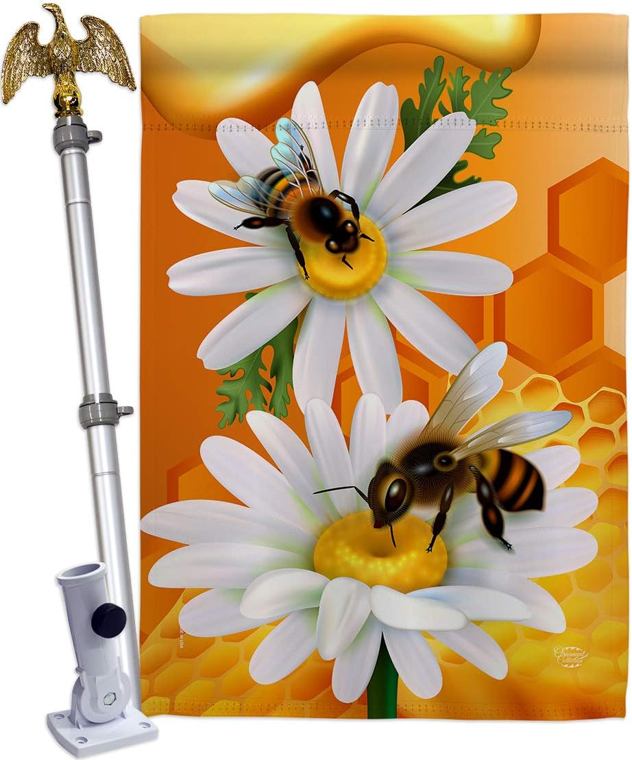 Sweet Honey House Flag Garden Friends Butterfly Ladybugs Dragonfly Bee Springtime Insect Natural Wildlife Small Decorative Gift Yard Banner Made In USA 28 X 40
