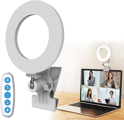 Ring Light 5'' USB Portable Lighting 3200k-6500K Dimmable Led Clip on Computer Monitor Laptop Phone for Content Creator (YouTube/TikTok/Twitch) Makeup,Conference,Selfie,Video,Vlog (White)