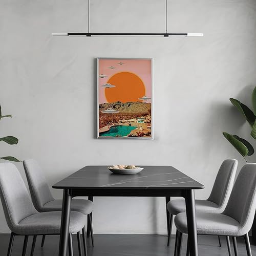 Miniatura 4 de Arte de pared vintage con diseño de puesta de sol, impresiones de desierto de OVNI, póster de alienígena de 16 x 24 pulgadas, sin marco, para sala