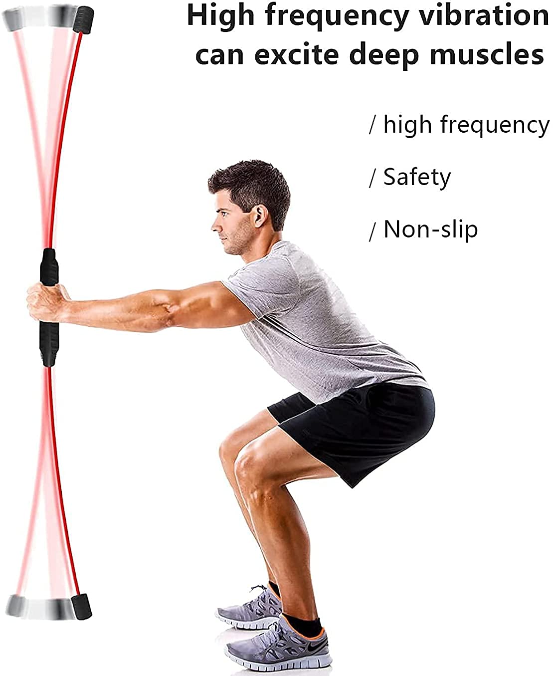 Sport Schwingstab Fitness Swingstick Schwerkrafttrainer zum Trainieren der Tiefenmuskulatur Elastische Fitnessstange, Gewicht schütteln, ausgestattet mit elastischen Trainingsgeräten, aus Gummi und