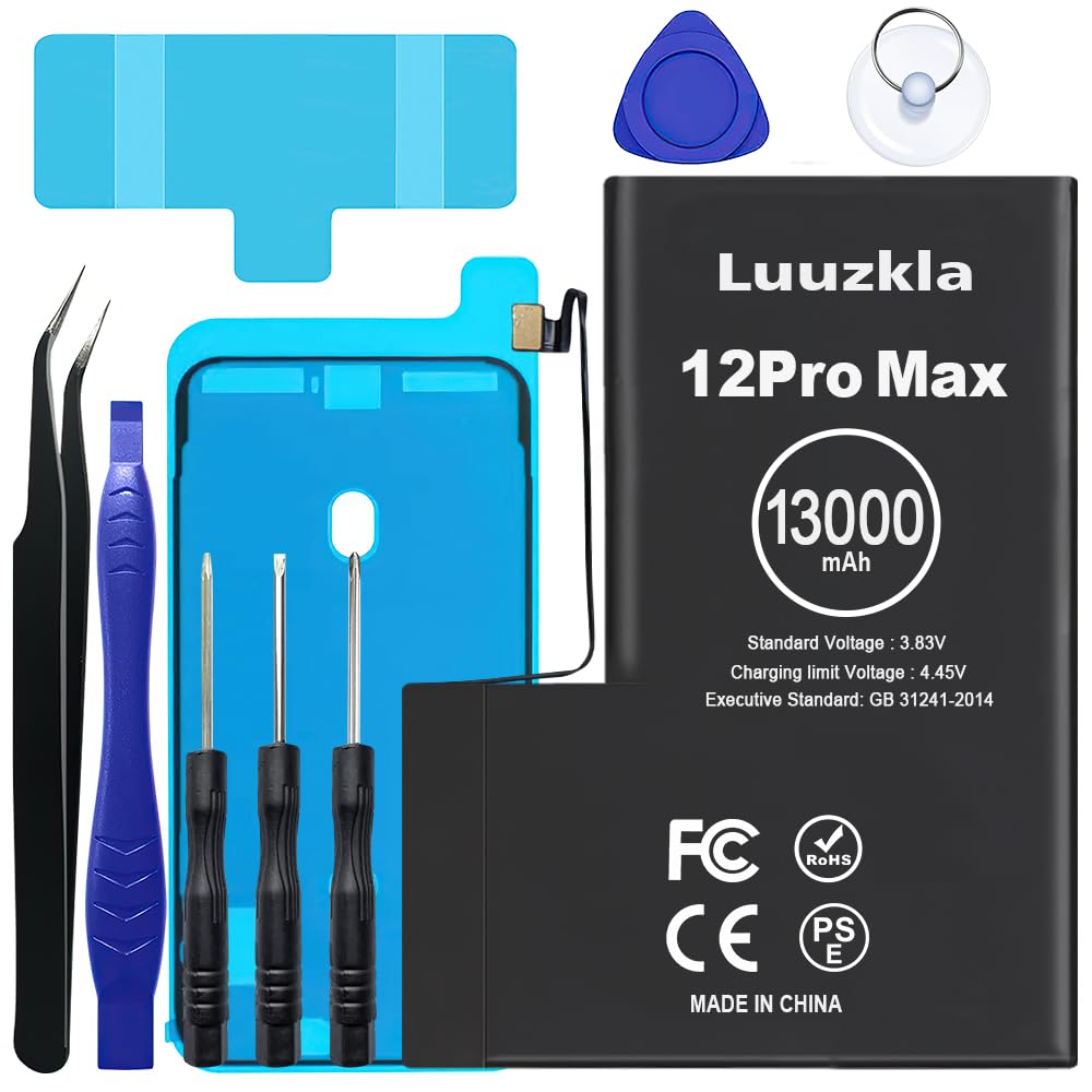 13000mAh (2024 New Upgrade) Battery Compatible with iPhone 12 Pro Max, Super Capacity Battery Replacement Compatible with iPhone 12 Pro Max, with Full Tool Kits-0 Cycle -24 Months Service