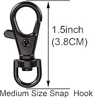 Vista 2 de 20 piezas de cierres giratorios con gancho a presión con clip para llavero, cordón de metal con cierre de langosta para manualidades, fabricación