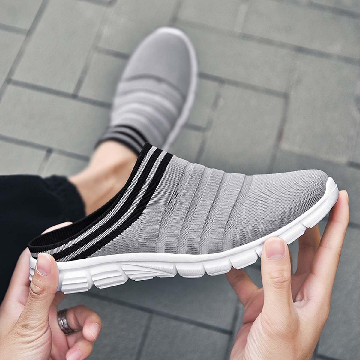 HYDLONGR Men's Women's Lightweight Breathable Knitted Mesh Upper Garden Sandals Quick-Drying Slippers Mules Clogs Shoes Indoor and Outdoor
