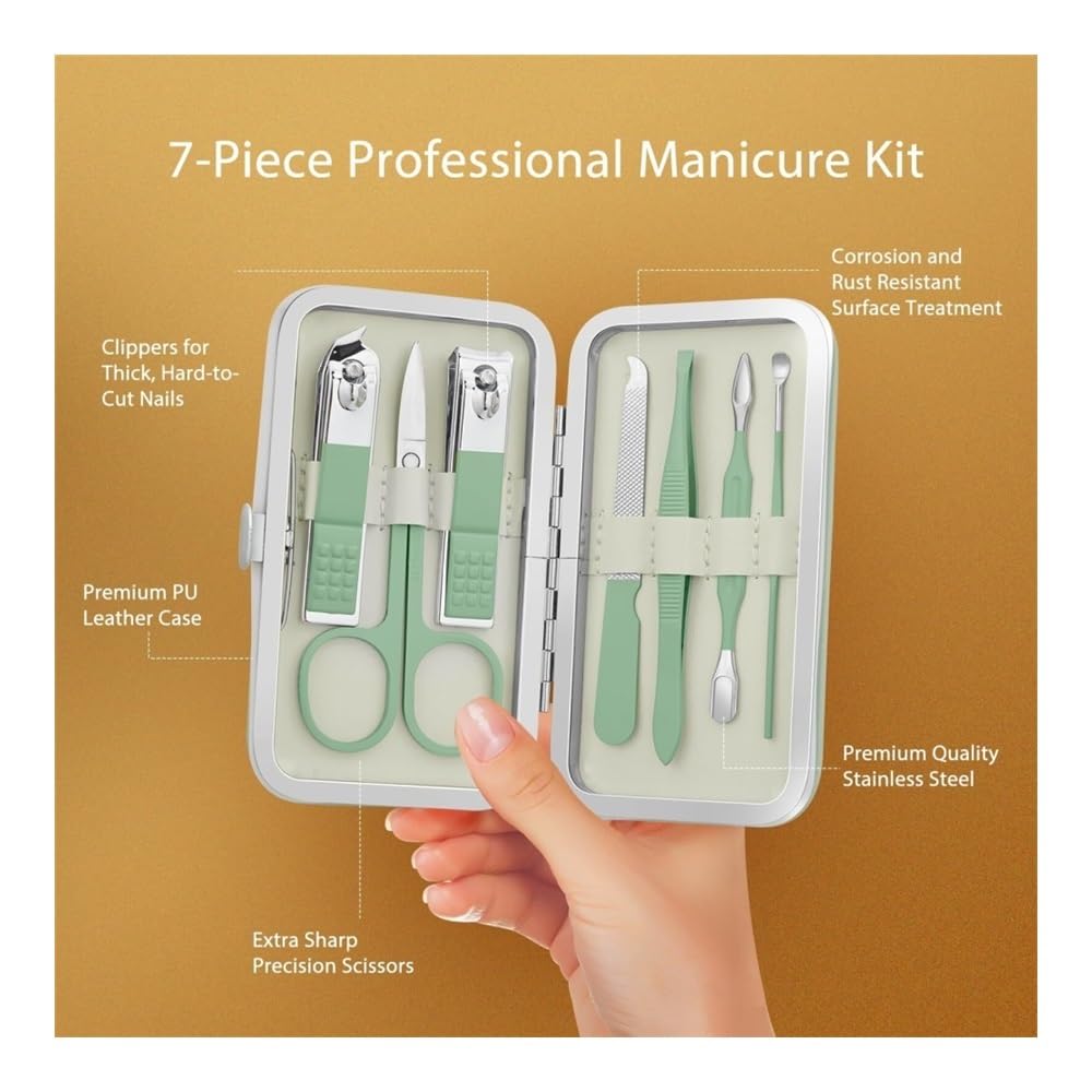 Nagelknipser Maniküre Pediküre Kit, 7 Stück Nagelpflege Werkzeuge für Frauen - Essential Nail Clipper Set für Pflege und Pflege