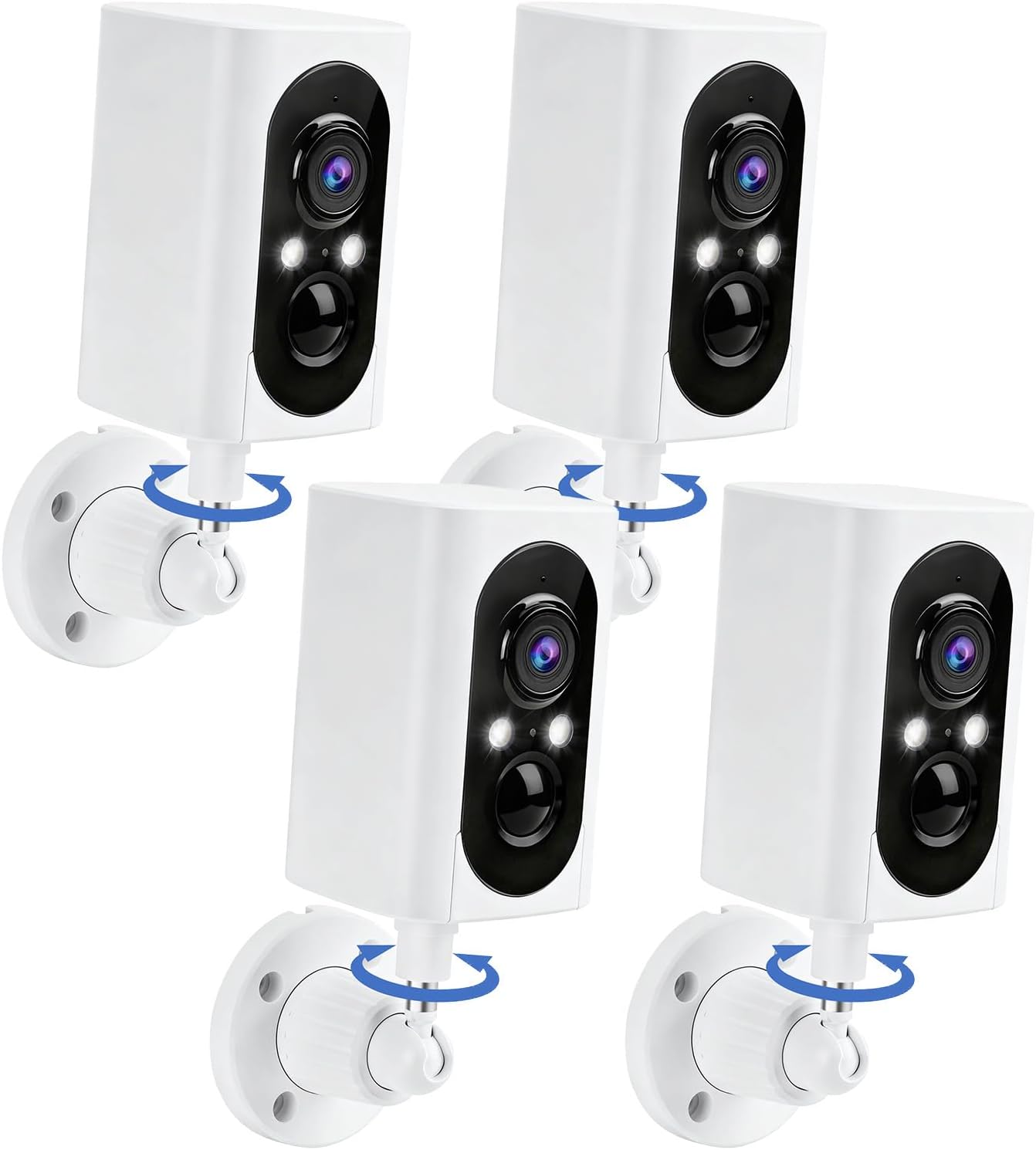 Security Cameras Wireless Outdoor 355° Pan Rotating 2K Color Night Vision Cameras for Home Security WiFi Battery Outdoor Camera Motion Detection 2-Way Talk IP65 Spotlight Siren SD/Cloud Storage 4 Pack