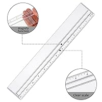 Vista 3 de Chinco Regla de aumento de 4 piezas, plástico transparente, para procesamiento de datos, herramientas de redacción, construcción para lectura