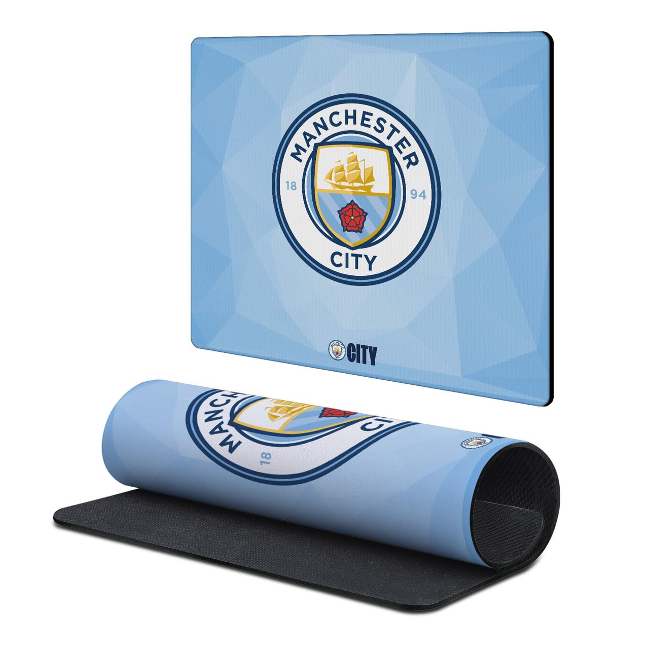 Head Case Designs Officially Licensed Manchester City Man City FC Blue Geometric Crest Logo 9.84 x 11.81 x 0.12 inches (250 x 300 mm) - S Gaming Office Desk PC Keyboard Mouse Mat Pad โ image 1