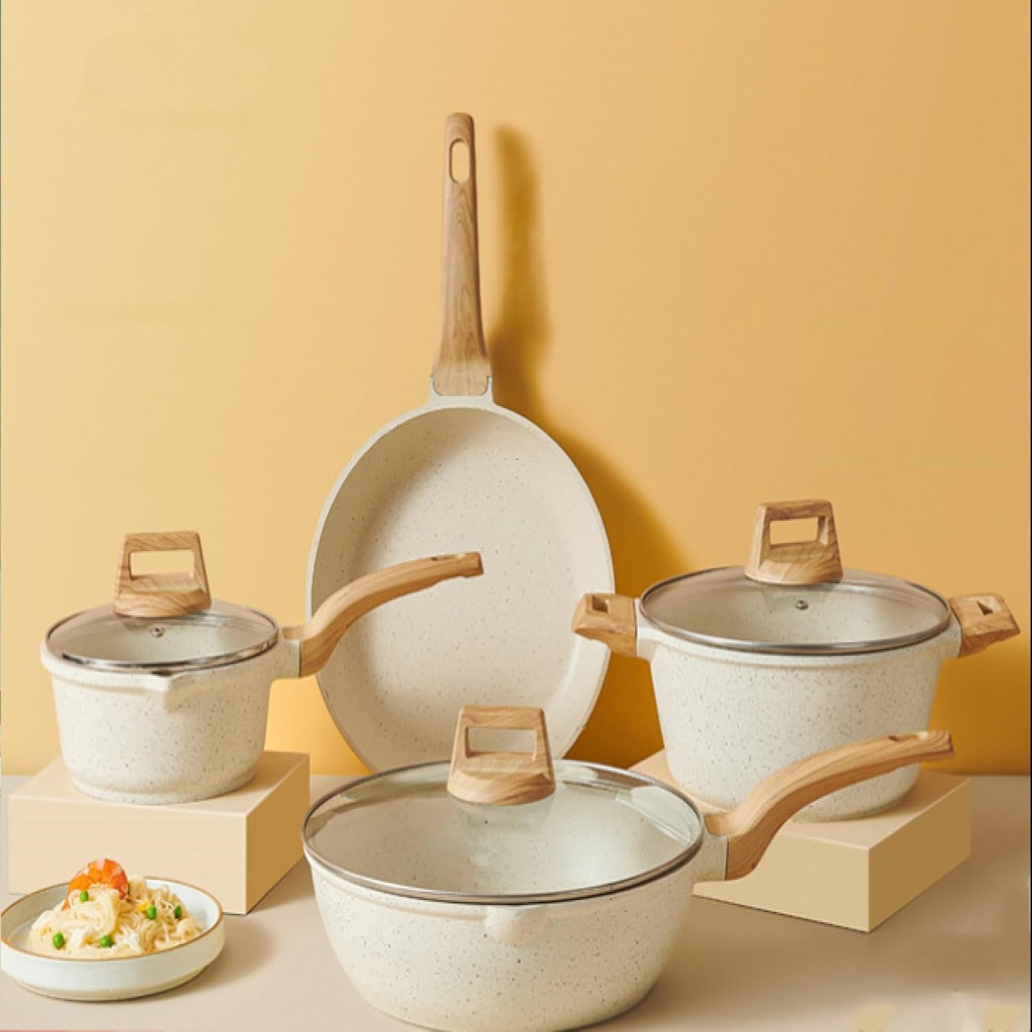 Household Maifan Stone Pot Set Nonstick Pan Wok Soup Pot Three-Piece Gift Pot