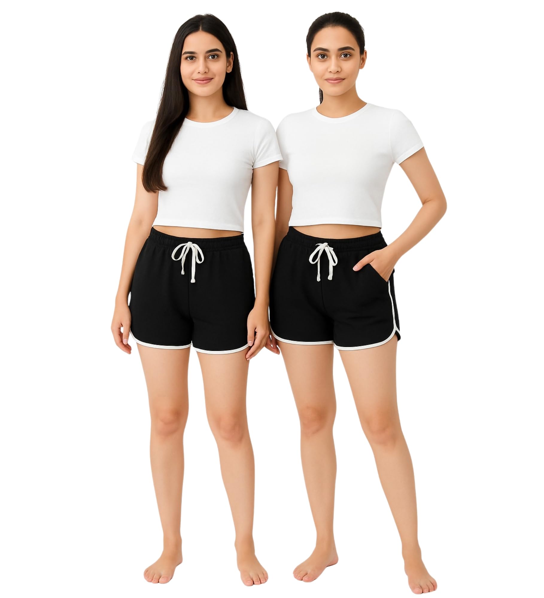 Hangout Hub Women’s Cotton Shorts | Boxer Half Pant with Sporty Stripe | Elastic Waist | Hypoallergenic Breathable Fabric | Sweat Absorbent Material | Gym Exercise Yoga Lounge Run Wear (Multi Color)-picture-10