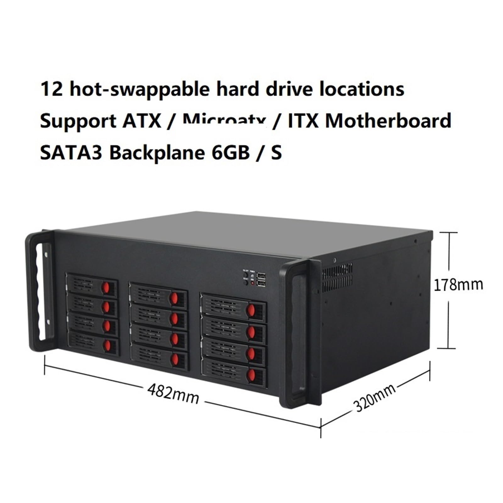 Supporto Compatibile con 12 Bit del Disco Rigido sostituibili a Caldo 1 Scheda Madre ATX Rack di archiviazione for Chassis Server Corto 4U320
