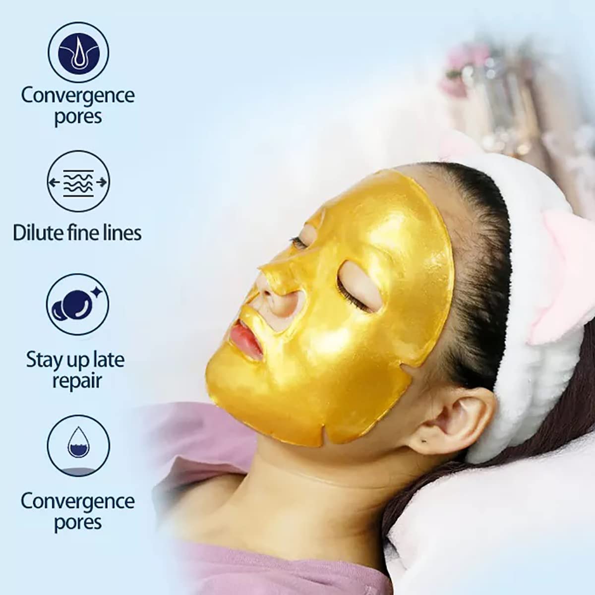 Collagen Facial Masks (10-Pc) - Vegan Gold Facial Mask - Anti Aging,Puffiness, Moisturizing, Deep Tissue Rejuvenation and Hydrates Skin - Image 7