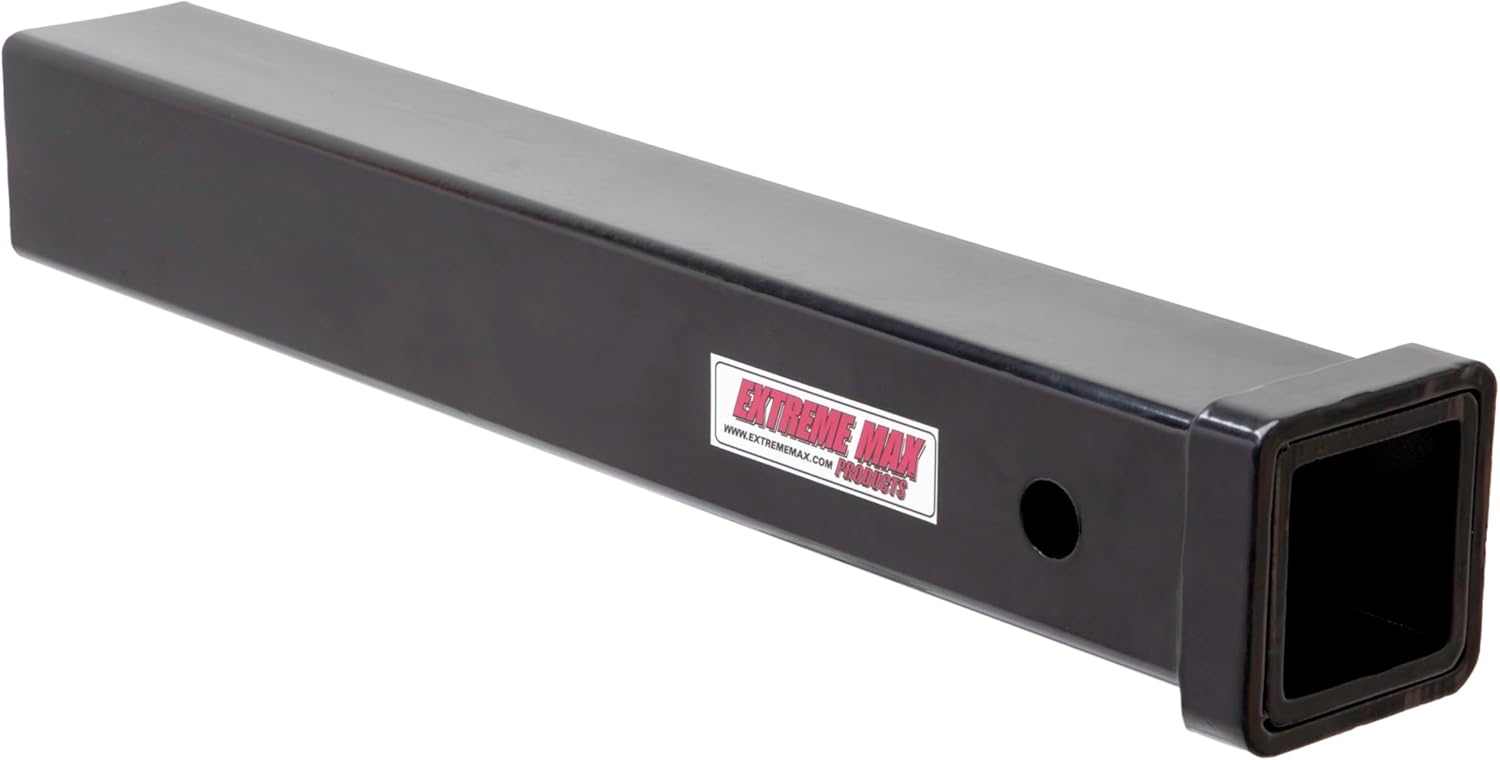Extreme Max 5001.6521 Weld-On Receiver Tube – 2" I.D. x 18" – Heavy-Duty Raw Steel Hitch Tube with Pre-Drilled Pin Hole & 1/2" Reinforced Collar – for Custom Trailer, Truck & Equipment Fabrication