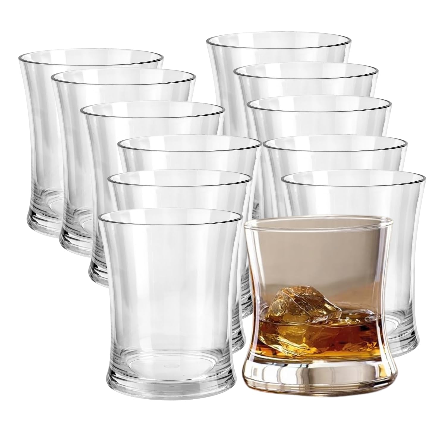 HOMESHOPA Premium Plastic Tumbler-240ml (9oz), 12 Pack Clear Drinking Glasses, Sturdy & Reusable Stackable Clear Water Cups, Dishwasher Safe