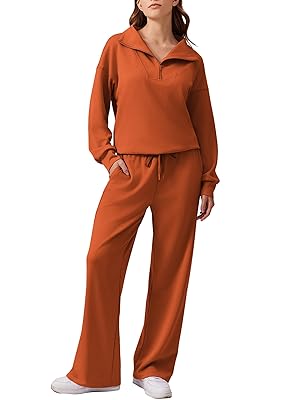 PINSPARK 2 Piece Sets for Women 2025 Fall Outfits Sweatsuit Oversized Sweatshirt Wide Leg Sweatpants Matching Set Tracksuit