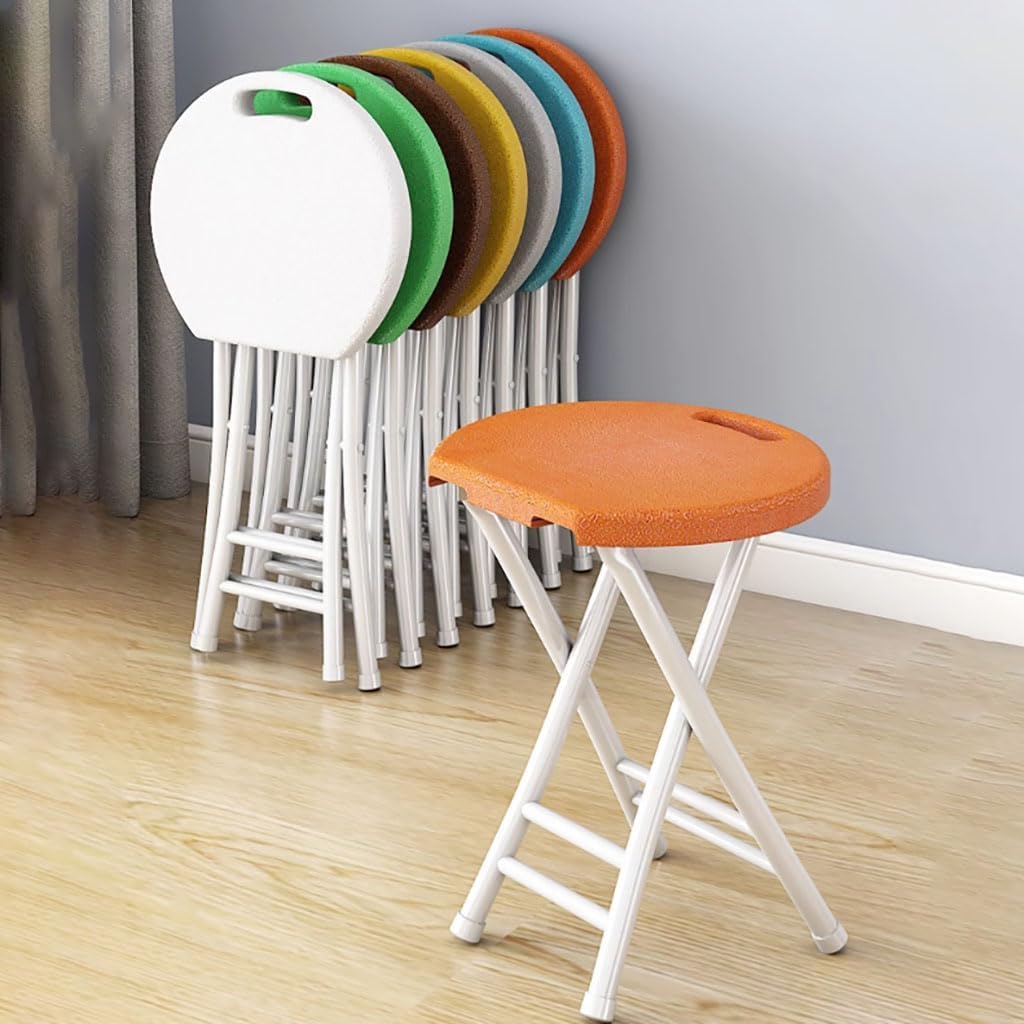 Lightweight Folding Stool,18 Inch Portable Round Stool Chair,Plastic Folding Stool with Handle for Recreation Game Room,230 lbs Capacity,Black