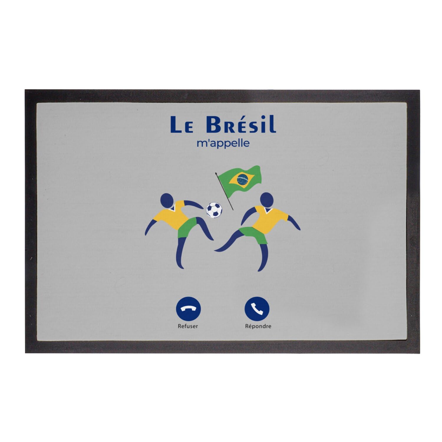 Paillasson Gris 75x50cm absorbant et antidérapant avec motif Foot Culture Voyage