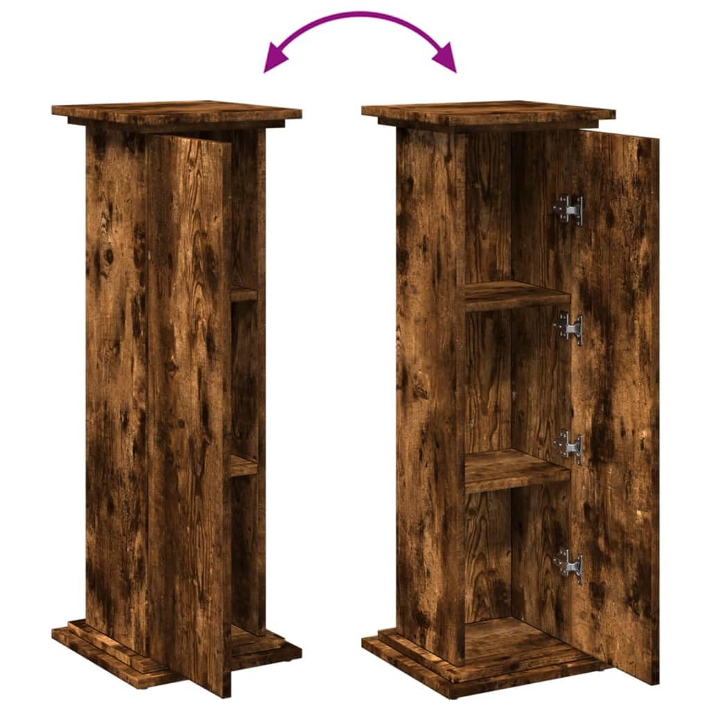 vidaXL Pedestal Expositor con almacenaje Roble Ahumado 31x30x90 cm