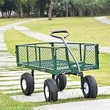 Ollieroo Utility Wagon Farm and Ranch Heavy-Duty Steel Garden Cart with Removable Folding Sides and 10