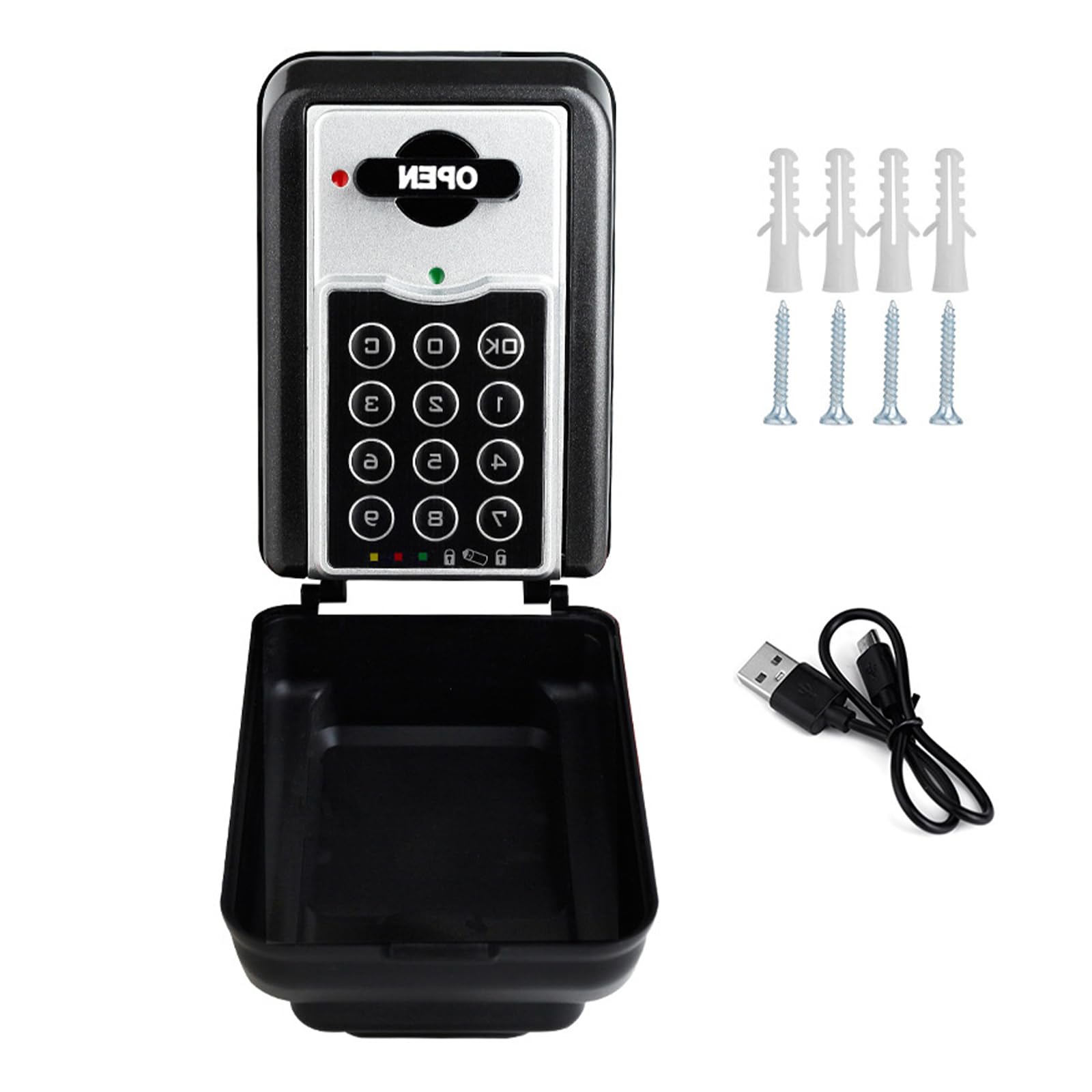 Kalttoy Gray Wall Mounted Outside Safe Box Combination Box Security Outdoor Spare Hider Large Safe