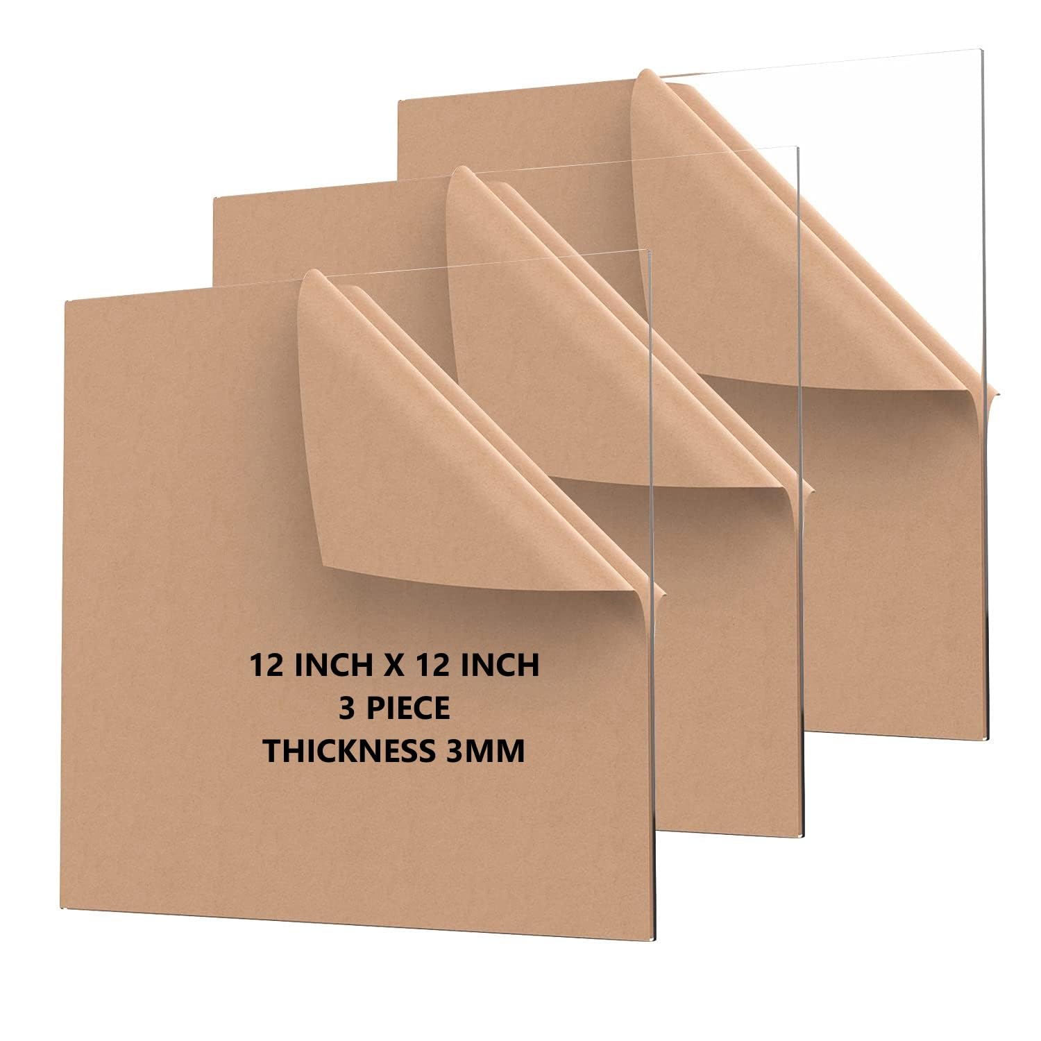 Set Da 3 Lastre In Acrilico Nero Cast Plastic | 30,5x30,5 Cm Spessore 3 Mm | Pannelli In Vetro Sintetico Per Segnaletica, Progetti Fai Da Te, Espositori, Protezioni | Taglio Laser Facile - 2