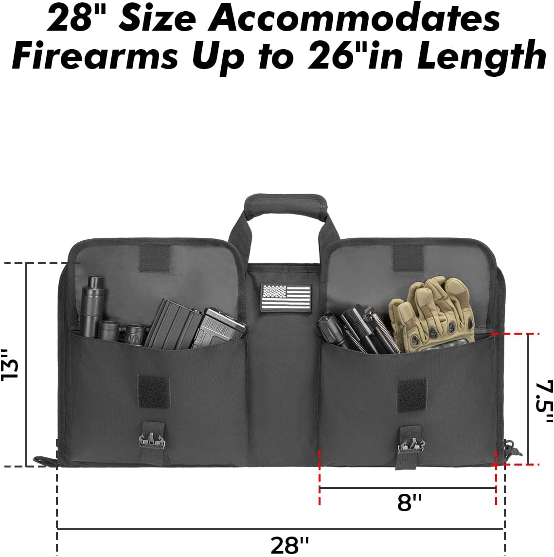 28/32 inch Rifle Case Soft, Gun Bag Lightweight, Gun Case with Two Buckle Pockets, Wall Hanger, Short Shotgun Bag with Adjustable Shoulder Strap for Outdoor Hunting Shooting