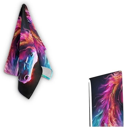 Vista 240 de Juego de 2 toallas de baño de color morado, remolques de mano de lobo, toallas de baño, toallas suaves y absorbentes para baño, cocina, gimnasio