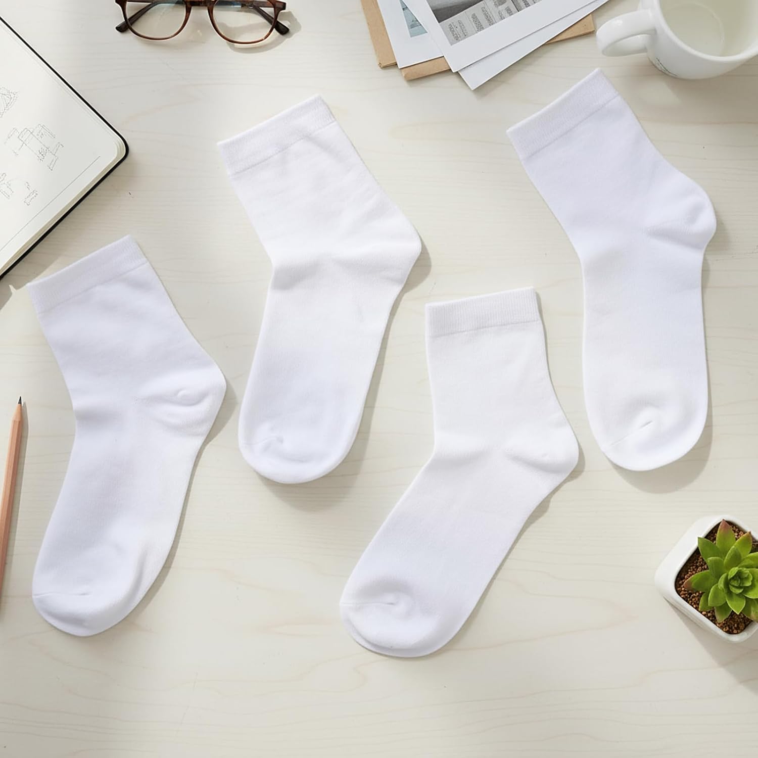 Cuffbow 12 Pairs Unisex Socks in Bulk Men Women Crew and Ankle Socks Cotton with Heel Tab for Adult Athletic Running Casual - Image 3