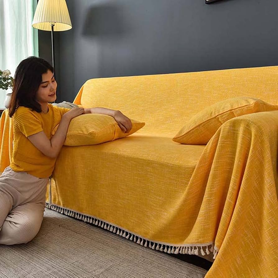 Amazon｜マルチカバー ソファーカバー 黒 北欧 フリンジ付き