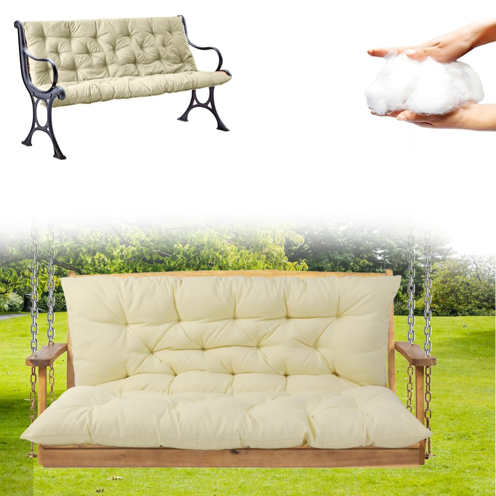 Three Seat Swing Replacement Cushion Outdoor Patio Waterproof Cushion (WhiteBeige, 40 x 40 in)
Three Seat Swing Cushion 