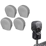 Electric Tongue Jack Cover Bundle with Tire Covers 4 Pack (Universal fits Tire Diameter 26-28.75 inches, Gray)