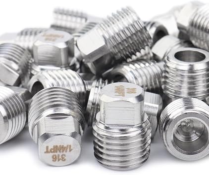 LTWFITTING Stainless Steel 316 Pipe Square Head Plug Fittings 1/4-Inch Male NPT Air Fuel Water BoatPack of 500