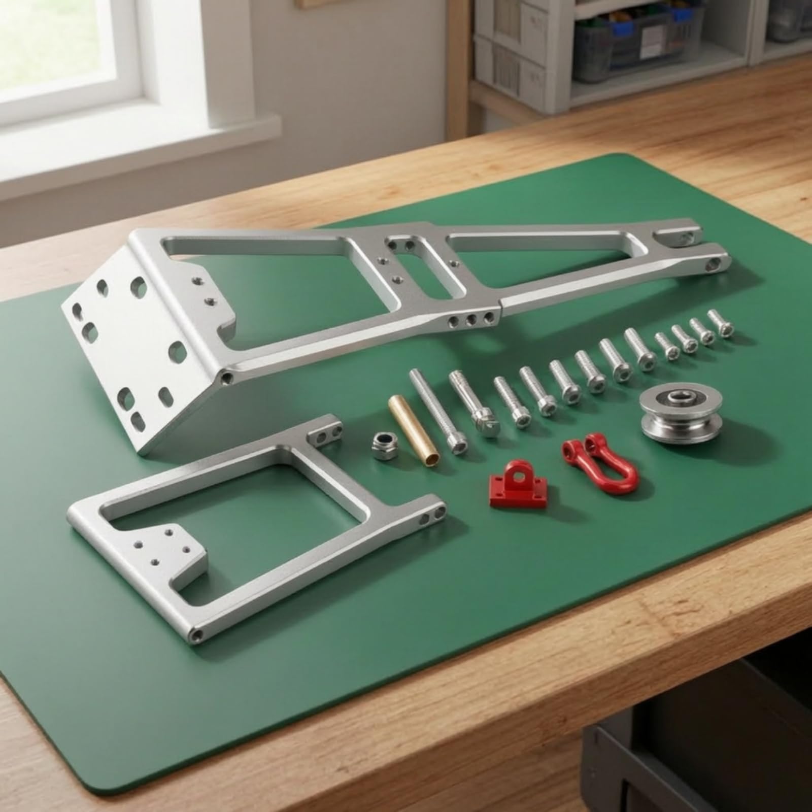 predolo Kit Grúa Emergencia con Cabrestan Ajustable Grúa con Gancho Gancho Remolque para Coches RC Crawler, Plata