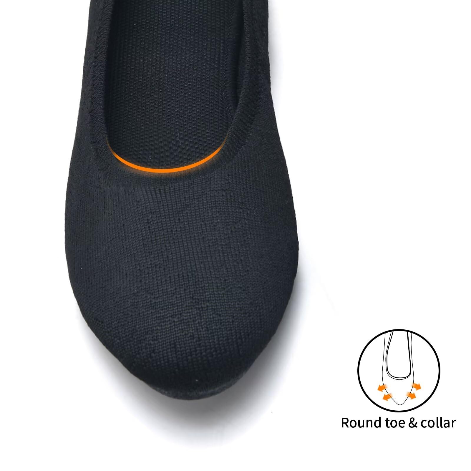 Puxowe Damen Ballerina Runde Zehe Stricken Flache Schuhe Komfort Weich Slip On Ballerina Walking Flats Schuhe für Frauen Niedriger Keil Lässig