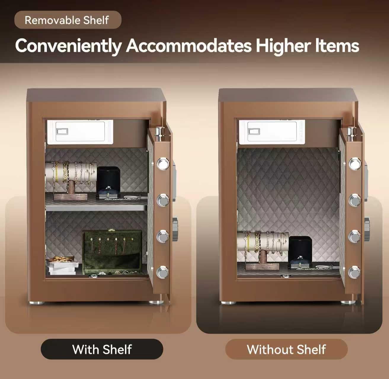 AEGIS Biometric Heavy Duty Large Safe Box, 2.7 Cubic Feet Home Safe with Touch Screen Keypad & Built-in Lock Box Hidden Compartment, Digital Safe for Office Dorm Cash Jewelry