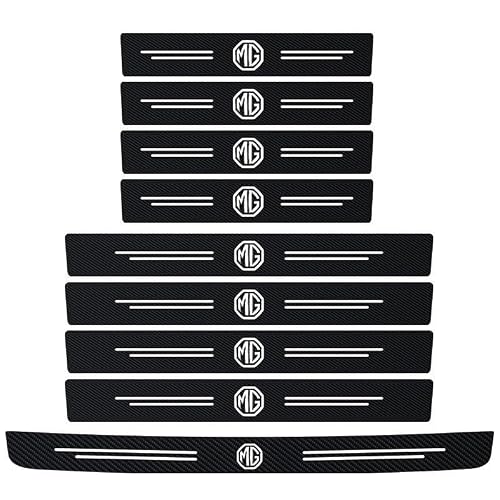 9 Pièces Protection Seuil de Porte pour MG EHS Plug-in Hybrid 2020-2023, Carbone Anti-Rayures Pédale Accessoire Durable Voiture Éraflure Barre de Seuil