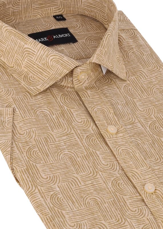 Image of Mark & Albert Men's Half Sleeve Cotton Linen Shirt Blue