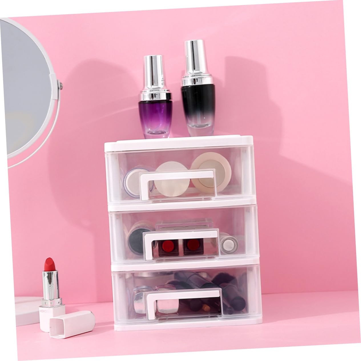 Operitacx Boîtes De Rangement En Plastique Avec Tiroirs Support Pour Articles Divers Armoire De Rangement Blanche Bureau Salle Détude Salon