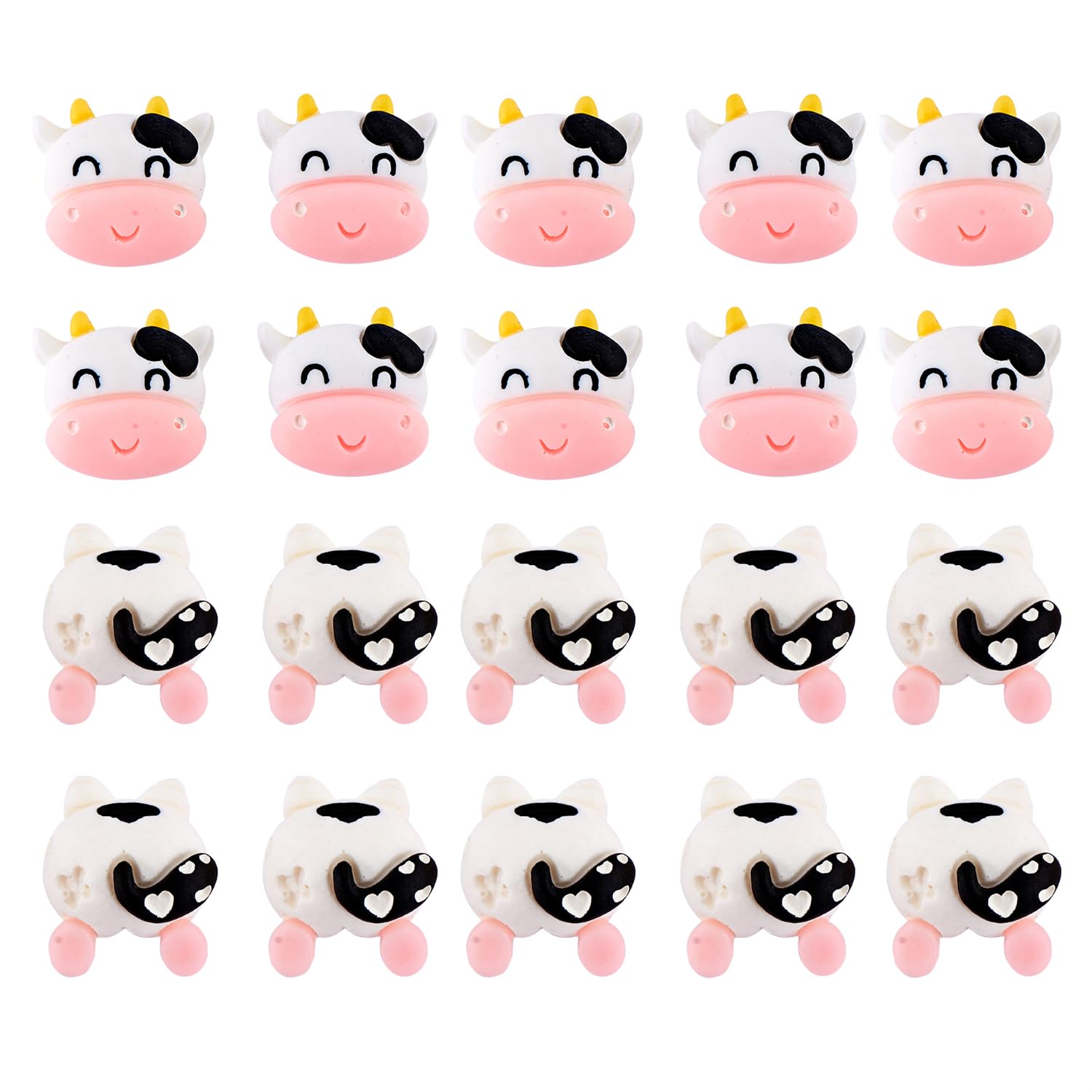 COGCHARGER 60 Pcs Resin Cartoon Cow Head and Butts Cabochons Tiny Cute Animal Flatback Cabochons for Jewelry Making DIY Craft Scrapbooking Decoration