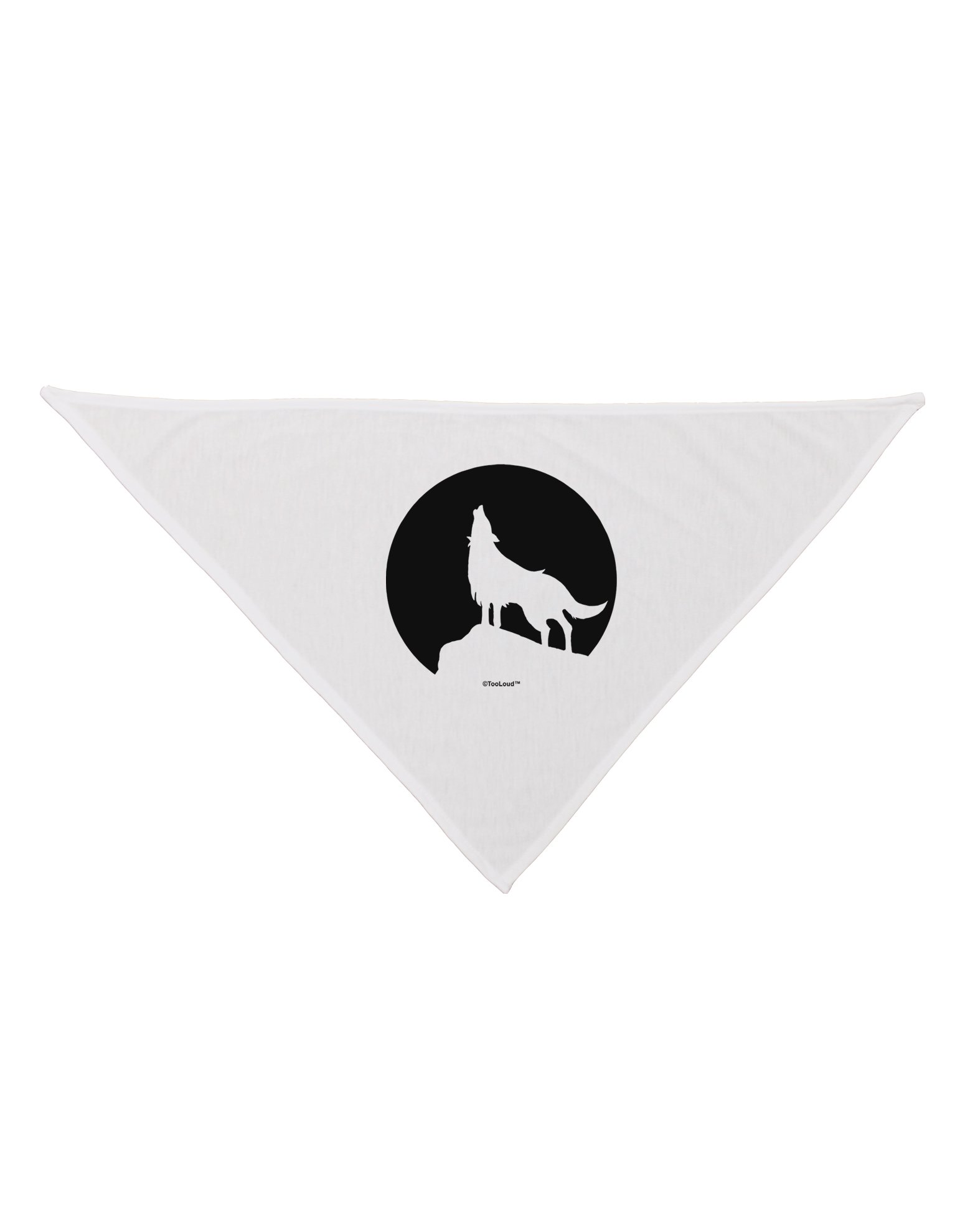 TOOLOUDWolf Howling at the Moon - Design #1 Printed White Dog Bandana 26"