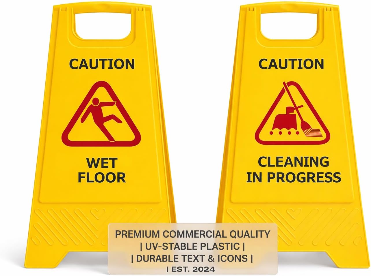AIR O MATIC Plastic Caution Standing Board (PACK Of 2 Pcs Sign Board, Wet Floor And Cleaning in Progress Sign Board)