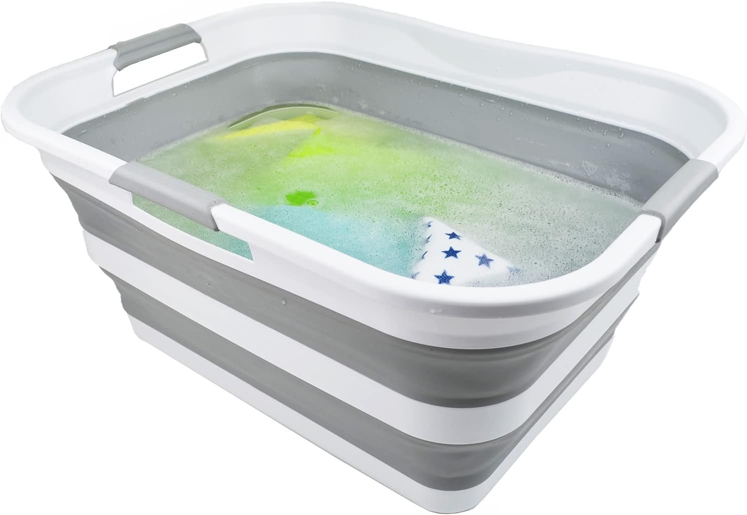 Collpasible Laundry Basket (42L Collapsible Laundry Basket (White/Grey))