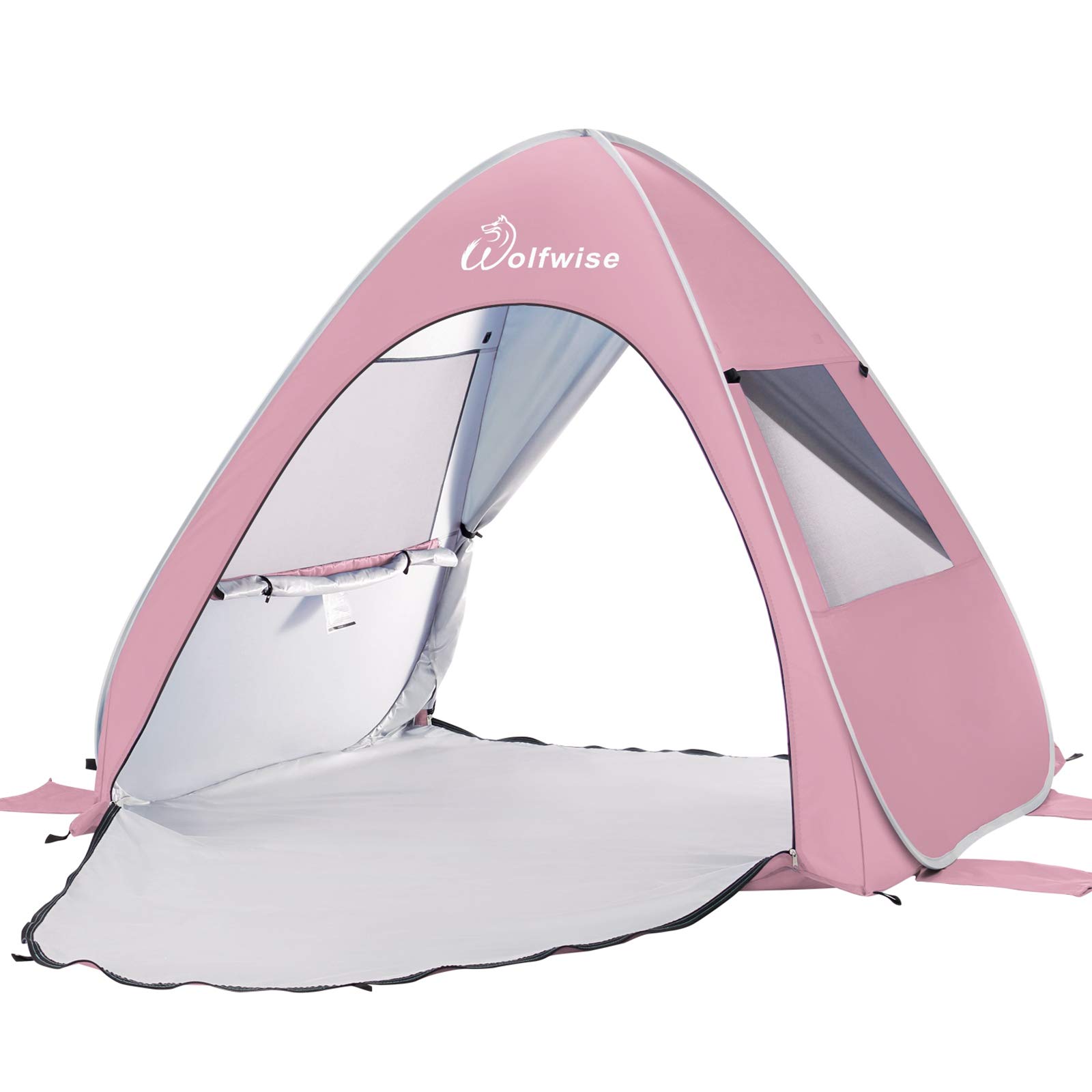 WolfWise UV-Schutz 50+ Pop up Strandmuschel Automatisches Strandzelt mit Ausziehbarer Boden Familien Portable Baby Beach Zelt in Outdoor Tragbar Wurfzelt Sport & Freizeit