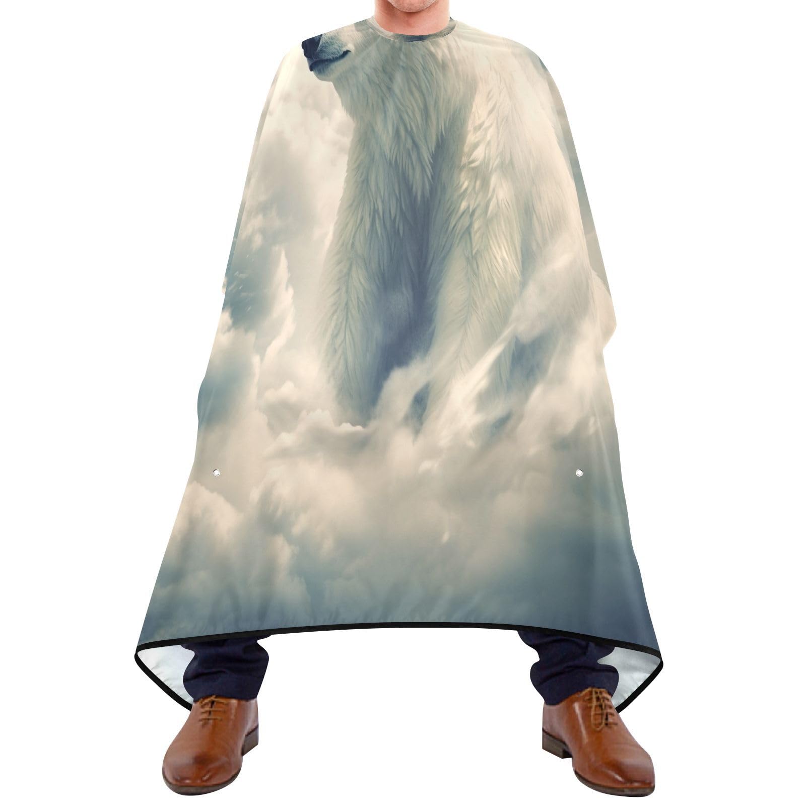 Capa Barbero Oso Nube Blanca, Delantal De Barbero Ligera Capa Peluqueria Impress Barberos Delantal Para Casa Pelo Estilo Cabello 140X168Cm